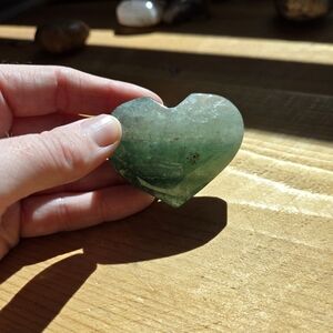 Green strawberry quartz heart crystal